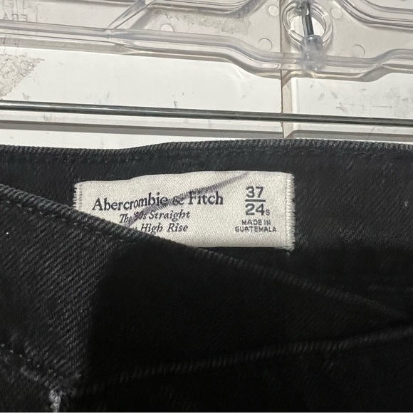 Abercrombie The '90s Straight Ultra High Rise Jeans Black CURVE LOVE Size 37 24S - Picture 6 of 16